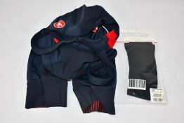 A pair of men's Casttelli cycling Competizione bib shorts (Size S) and a pair of unisex Casttelli Se