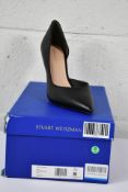 A pair of as new Staurt Weitzman Avenue 95 Pumps in Black Smooth Leather, Size 41/10.5B.
