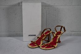 A boxed as new pair of Jacquemes Pralu Les Sandales in Light Brown, Size 39.