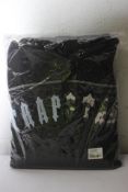 An as new Trapstar Chenille Arch hooded tracksuit Black/Blue (Size M).