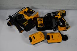 Two pre-owned DeWalt hand tools: DCH273 18V Brushless SDS Hammer Drill and DCD796P1 18V XR Brushless