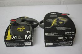 Two as new Flexi Giant M, 8-meter tape retractable dog leads.