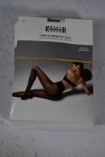 Four pairs of boxed as new Wolford Tummy 20 Control Top Tights- Gobi (XL, XS 2 each).