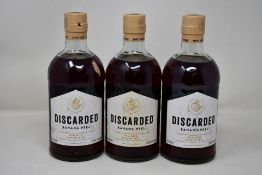 Three bottles of Discarded Banana Peel Rum (700ml) (Over 18s only).