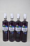 Four bottles of Van Gogh Blueberry Vodka (750ml) (Over 18s only).