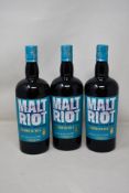 Three bottles of Malt Riot Blended Malt Scotch Whisky (700ml) (Over 18s only).
