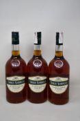 Three bottles of Three Barrels Rare Old French Brandy (1ltr) (Over 18s only).