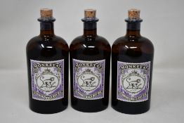 Three bottles of Monkey 47 Schwarzwald Dry Gin (500ml) (Over 18s only).
