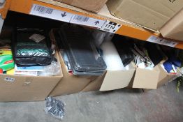 Five boxes of assorted miscellaneous items to include homewares and related items.