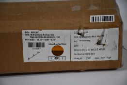 A West Elm Mid Century Rod 44-108 in Antique Brass/Cool Walnut.