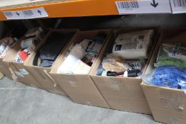 Five boxes of assorted miscellaneous items to include homewares and related items.