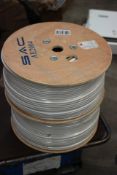 Two 250m reels of White RG6 Coax sat cable.