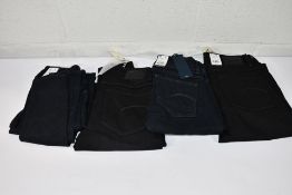 Four pairs of G-Star Raw jeans to include woman's 3301 deconstructed (W27, L34 and W26, L34) and wom