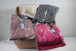 A box of approximately thirty items to include Reebox - hip bag, sweatshirts, leggings, Nike - runni