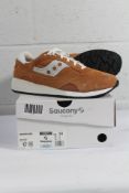 A pair of boxed as new Saucony Shadow 6000 Trainers in Light Brown, Size UK 13.
