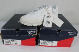 Two pairs of women's Reebok Club C Double GEO trainers - White (UK 4 and 5).