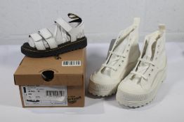 A pair of Dr Martin Junior Klaire white leather sandals (Size UK 12) and a pair of Superga hi-top ca