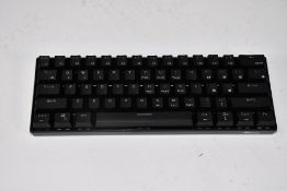 Five Royal Kludge (Model RK61) gaming keyboards Black/Blue switch with light yellow back light.