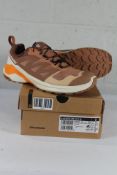 A pair of boxed as new Salomon X-Adventure GTX W in Mocha Mousse/Vanilla Ice/Turmeric, Size UK 7.5.