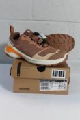 A pair of boxed as new Salomon X-Adventure GTX W in Mocha Mousse/Vanilla Ice/Turmeric, Size UK 8.