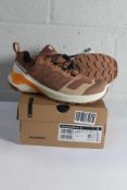 A pair of boxed as new Salomon X-Adventure GTX W in Mocha Mousse/Vanilla Ice/Turmeric, Size UK 5.