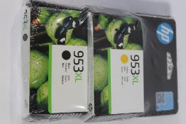 A four pack of HP 953 XL ink cartridges multi colours.