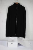 A boxed as new Maison Margiela Cotton Blend Zip Sweater in Black, Size XXL