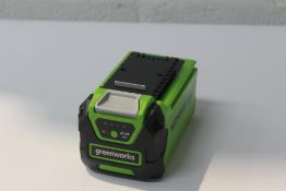 A GreenWorks 40 Volt 2AH rechargeable battery (Unboxed).