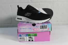 A pair of as new Skechers Skech-air Court Casual Sneakers in Black/White, Size UK 6.