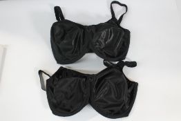 Two as new Prima Donna black satin underwired bras (2 x UK 34 I).