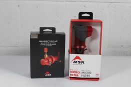 An as new MSR Hyperflow Fast-flow Micro Filter and an as new MSR Dragonfly Fuel Pump.