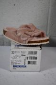 A pair of children's Arizona Shearling fur lined light Rose Birkenstocks (Size UK 1 (33) (Damaged B