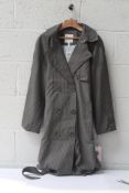 An as new Anthropologie grey pin striped trench coat (M).