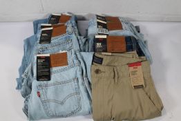 Eight pairs of assorted as new Levi's jeans/shorts to include 501 '90s and Baggy Dad.