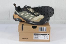 A pair of boxed as new Salomon X-Adventure GTX in Safari/Black/Sugar Almond, Size UK 7.5.