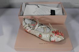 A pair of women's boxed as new Simone Rocha 5mm Round Criss Cross Ballerina Flats - Floral Print (EU