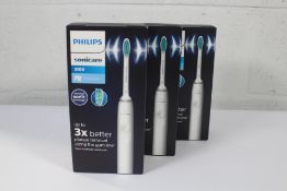 Three boxed as new Philips Sonicare 3100 Rechargeable Sonic Toothbrushes HX3671/13.
