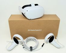 A pre-owned Meta Quest 2 128 GB All-In-One VR Headset with Controllers and USB-C Cable (Boxed. Facto
