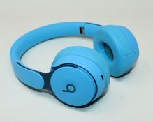 A pre-owned pair of Beats Solo Pro Wireless Noise Cancelling Over-Ear Headphones in Blue with Case (