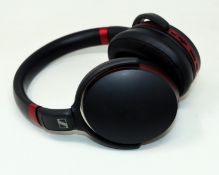 A pre-owned pair of Sennheiser HD 458BT Wireless Noise Cancelling Over-Ear Headphones in Black/Red (