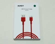 Approximately 150 boxed as new AUKEY USB 2.0 A to C Cable 2M Twin Packs in Red (Boxes sealed)