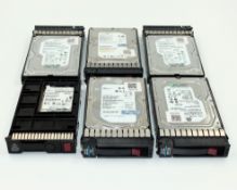 Four pre-owned HP 500GB Sata HDD's, 1 x HP 1TB 454273-001 1TB 7.2k SATA MDL HDD and 1 x 600GB 15k SA