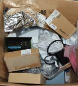 A quantity of assorted as new and pre-owned electronic items (All items sold as seen. One box).