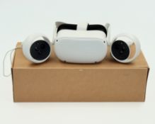 A pre-owned Oculus Quest 2 All-In-One VR Headset with Controllers and USB-C Cable (Boxed. Factory re