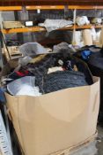 A pallet of pre-owned clothing and related items.