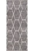 An as new Trellis Frieze 160cm x 245cm Rug in Dark Grey and an as new Trellis Frieze 60cm x 245cm Ru