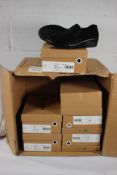 Six boxed as new G Comfort 798-2 Black Stretch Shoes (Sizes 1x UK 3.5, 1x UK 4.5, 2x UK 6, 1x UK 6.5