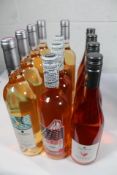 Thirteen assorted rosé wines to include Chateau Des Ferrages, Destinea and H - Hero Rosato (Over 18s