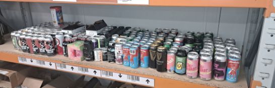 A quantity of cans of beers, lagers, ciders, IPAs close to or past Best Before Date (Please note Be