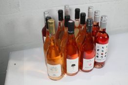 Thirteen assorted rosé wines to include Eminence De Bijou, Cougar's Moon Zinfandel and Chapeau Melon